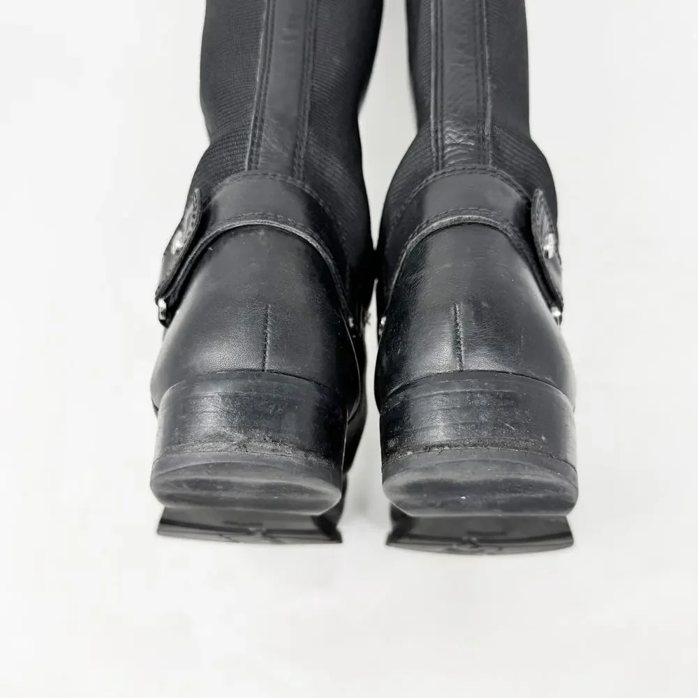 [Stuart Weitzman] Black Leather Accummulate Tall Knee High Riding Boots Size 7.5